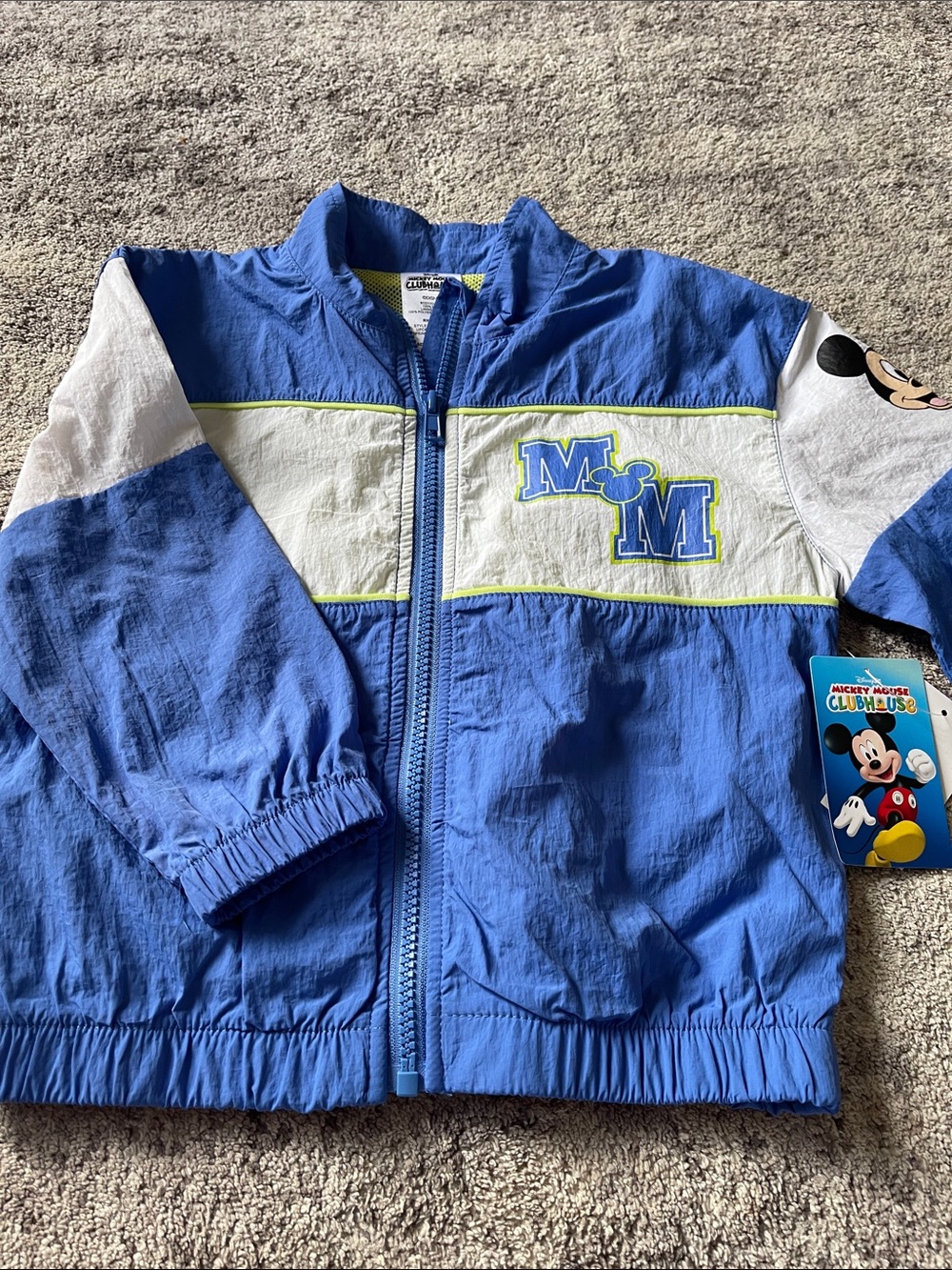 NWT Disney Mickey Mouse Boys Windbreaker Jacket Blue White Full Zip